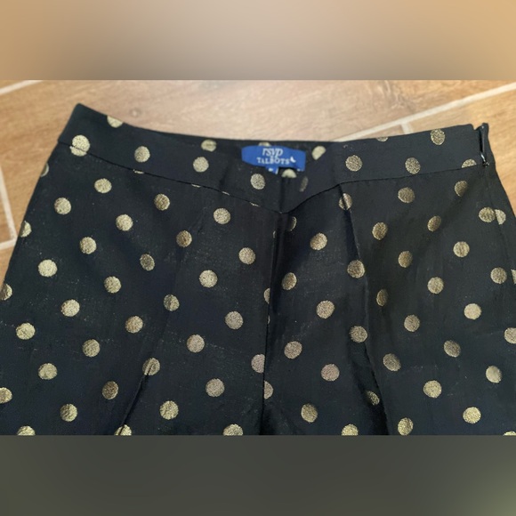 Talbots RSVP Women’s 8P Black Ankle Pants with gold metallic dots - Picture 6 of 16